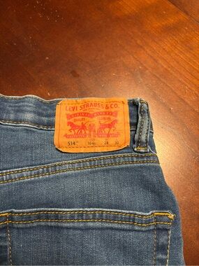 Boys Levi's Blue Denim Jeans with Red Waistband Accent.